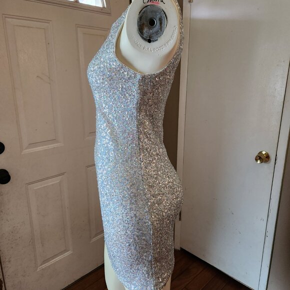 DIVIDED By H&M Sequin Embellished Sleeveless Open Back Mini Dress - Size 10 - Picture 7 of 11